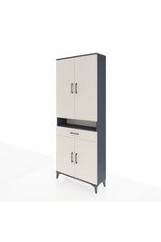 Arges Dolap 5 Raflı Tek Çekmeceli 4 Kapaklı 88x30x221 Antrasit-Aytaşı