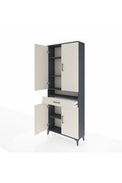 Arges Dolap 5 Raflı Tek Çekmeceli 4 Kapaklı 88x30x221 Antrasit-Aytaşı