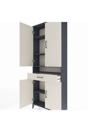 Arges Dolap 5 Raflı Tek Çekmeceli 4 Kapaklı 88x30x221 Antrasit-Aytaşı