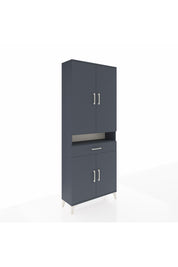 Arges Dolap 5 Raflı Tek Çekmeceli 4 Kapaklı 88x30x221 Antrasit-Antrasit