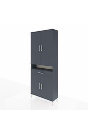 Arges Dolap 5 Raflı Tek Çekmeceli 4 Kapaklı 88x30x221 Antrasit-Antrasit