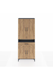 Arges Dolap 5 Raflı Tek Çekmeceli 4 Kapaklı 88x30x221 Antrasit-Çam