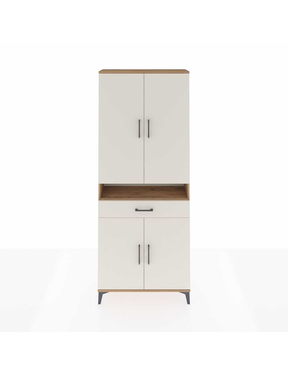 Arges Dolap 5 Raflı Tek Çekmeceli 4 Kapaklı 88x30x221 Çam-Aytaşı