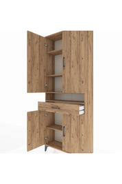 Arges Dolap 5 Raflı Tek Çekmeceli 4 Kapaklı 88x30x221 Çam-Çam