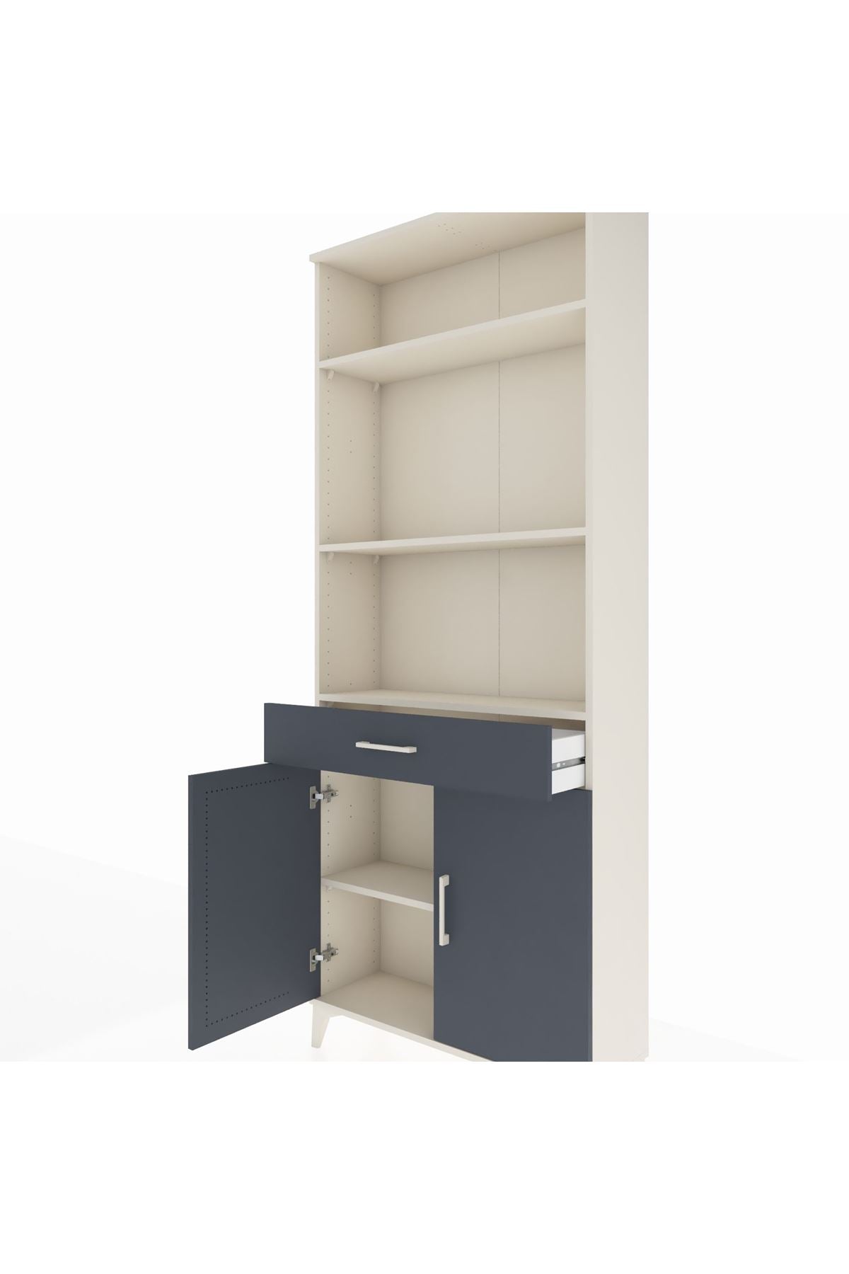 Arges Dolap 4 Raflı Tek Çekmeceli 2 Kapaklı 88x30x221 Aytaşı-Antrasit