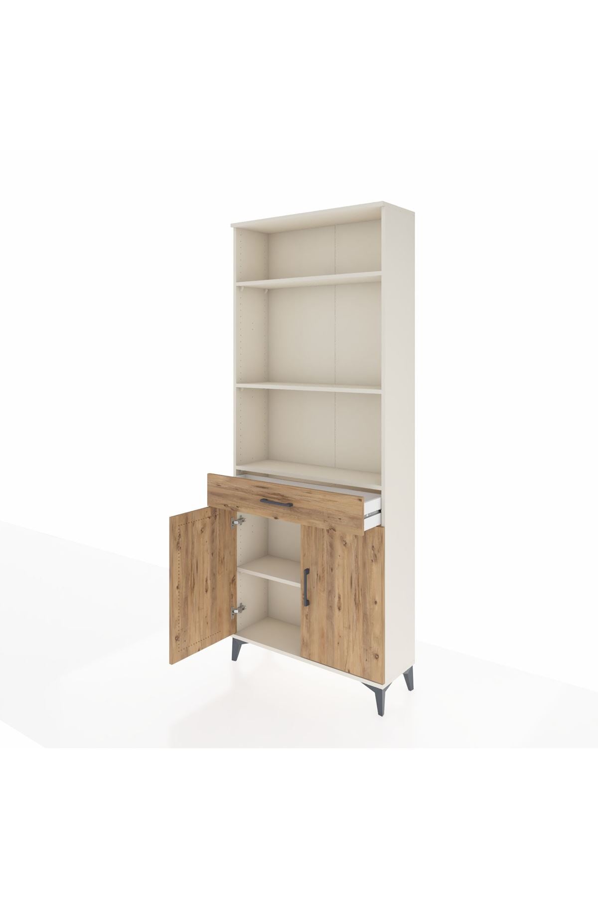 Arges Dolap 4 Raflı Tek Çekmeceli 2 Kapaklı 88x30x221 Aytaşı-Çam