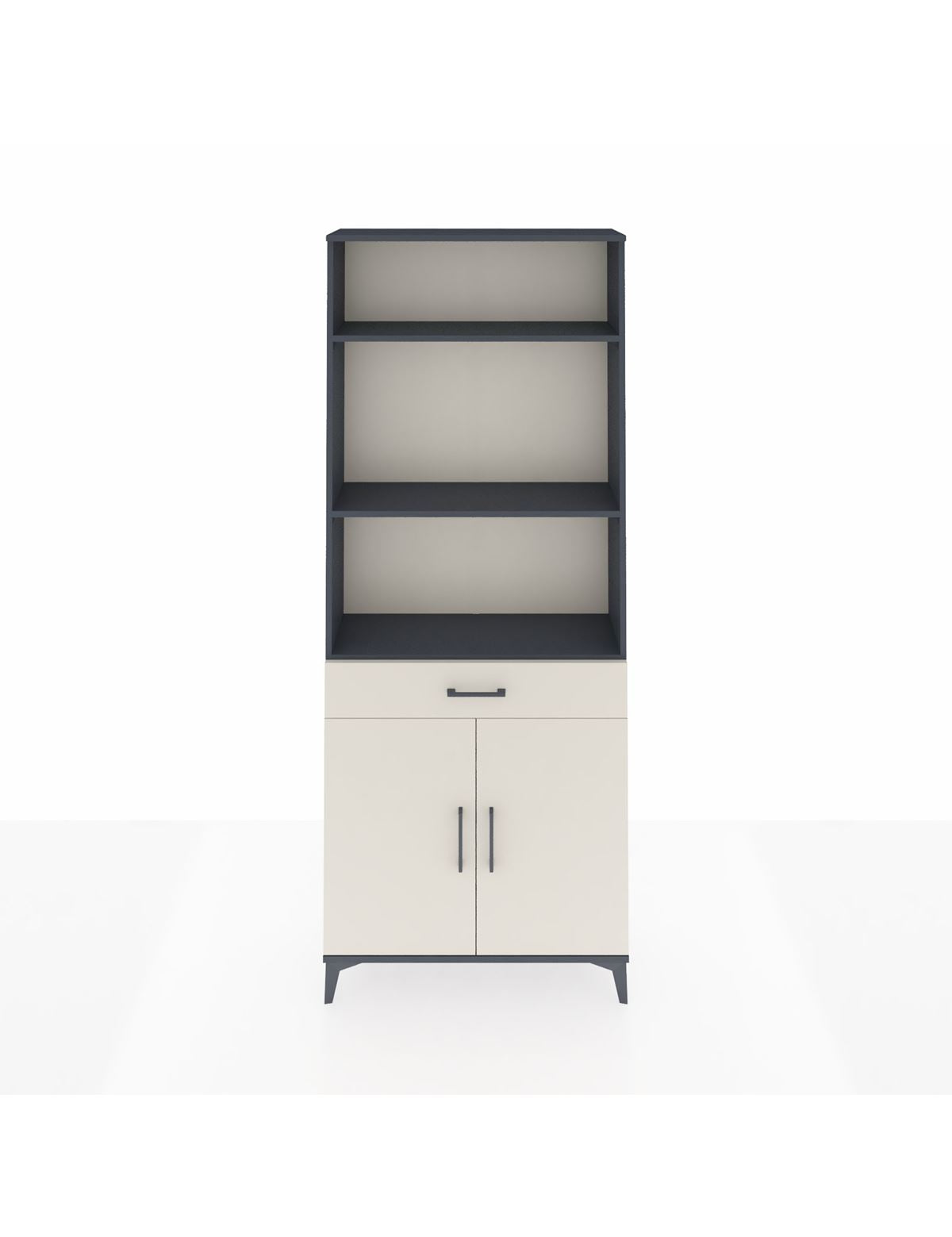 Arges Dolap 4 Raflı Tek Çekmeceli 2 Kapaklı 88x30x221 Antrasit-Aytaşı