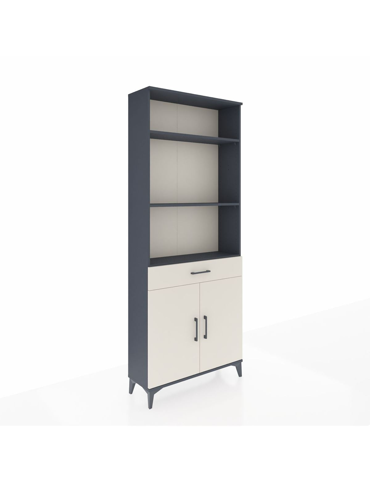 Arges Dolap 4 Raflı Tek Çekmeceli 2 Kapaklı 88x30x221 Antrasit-Aytaşı