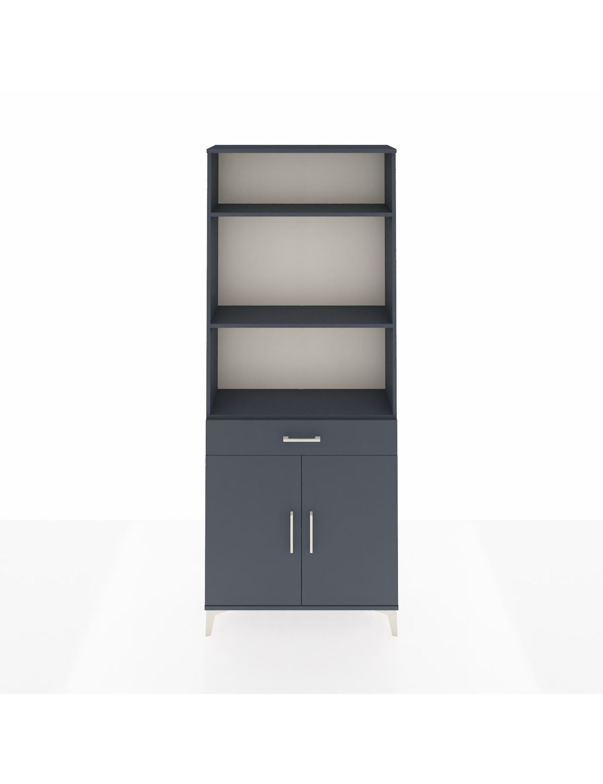 Arges Dolap 4 Raflı Tek Çekmeceli 2 Kapaklı 88x30x221 Antrasit-Antrasit