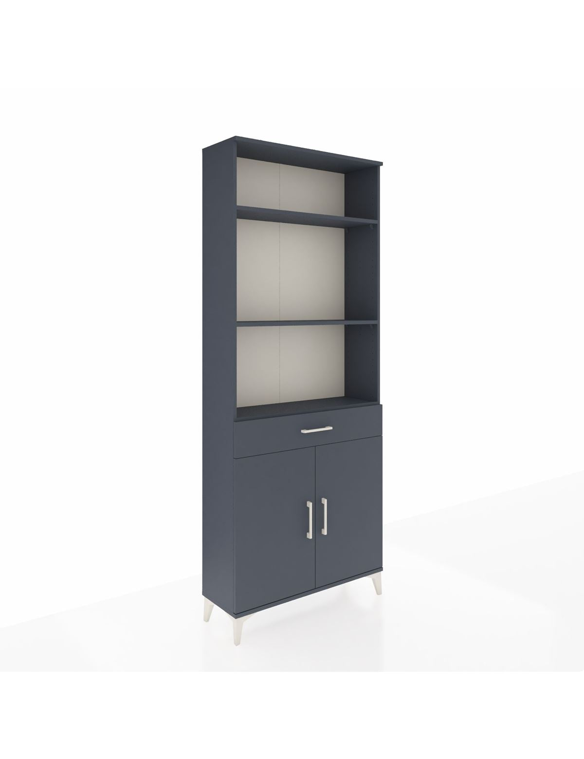 Arges Dolap 4 Raflı Tek Çekmeceli 2 Kapaklı 88x30x221 Antrasit-Antrasit