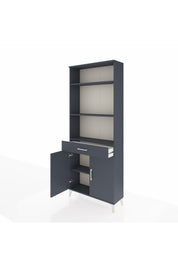 Arges Dolap 4 Raflı Tek Çekmeceli 2 Kapaklı 88x30x221 Antrasit-Antrasit