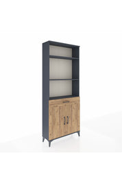 Arges Dolap 4 Raflı Tek Çekmeceli 2 Kapaklı 88x30x221 Antrasit-Çam