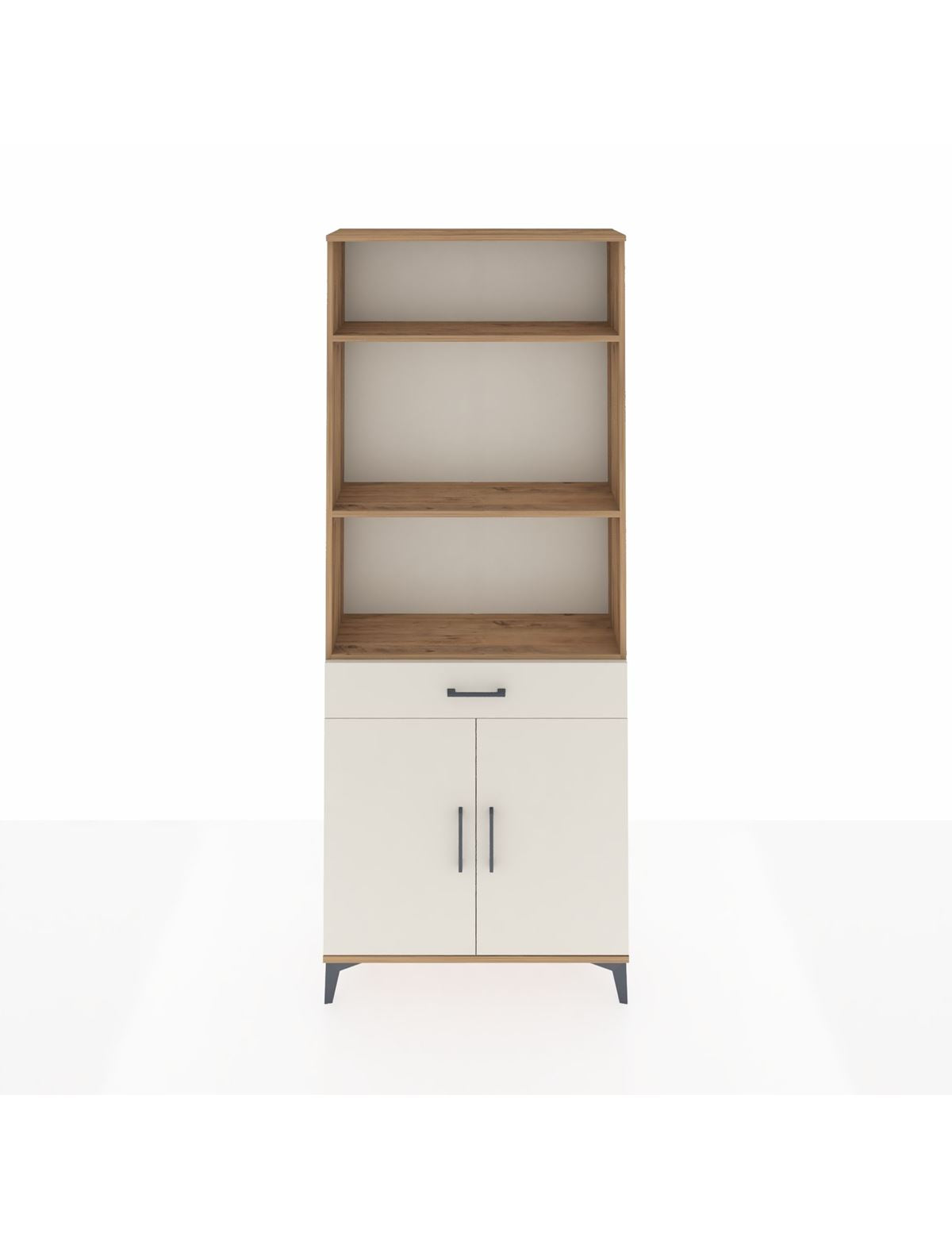 Arges Dolap 4 Raflı Tek Çekmeceli 2 Kapaklı 88x30x221 Çam-Aytaşı