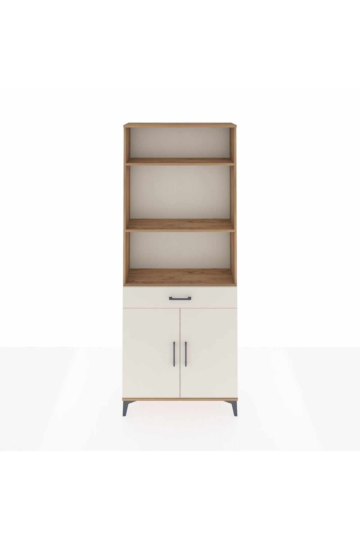 Arges Dolap 4 Raflı Tek Çekmeceli 2 Kapaklı 88x30x221 Çam-Aytaşı