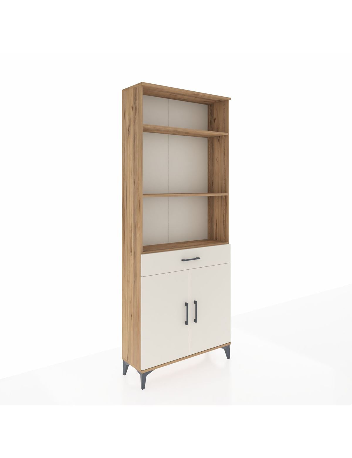 Arges Dolap 4 Raflı Tek Çekmeceli 2 Kapaklı 88x30x221 Çam-Aytaşı