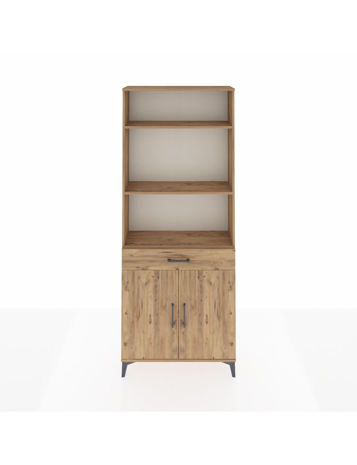 Arges Dolap 4 Raflı Tek Çekmeceli 2 Kapaklı 88x30x221 Çam-Çam