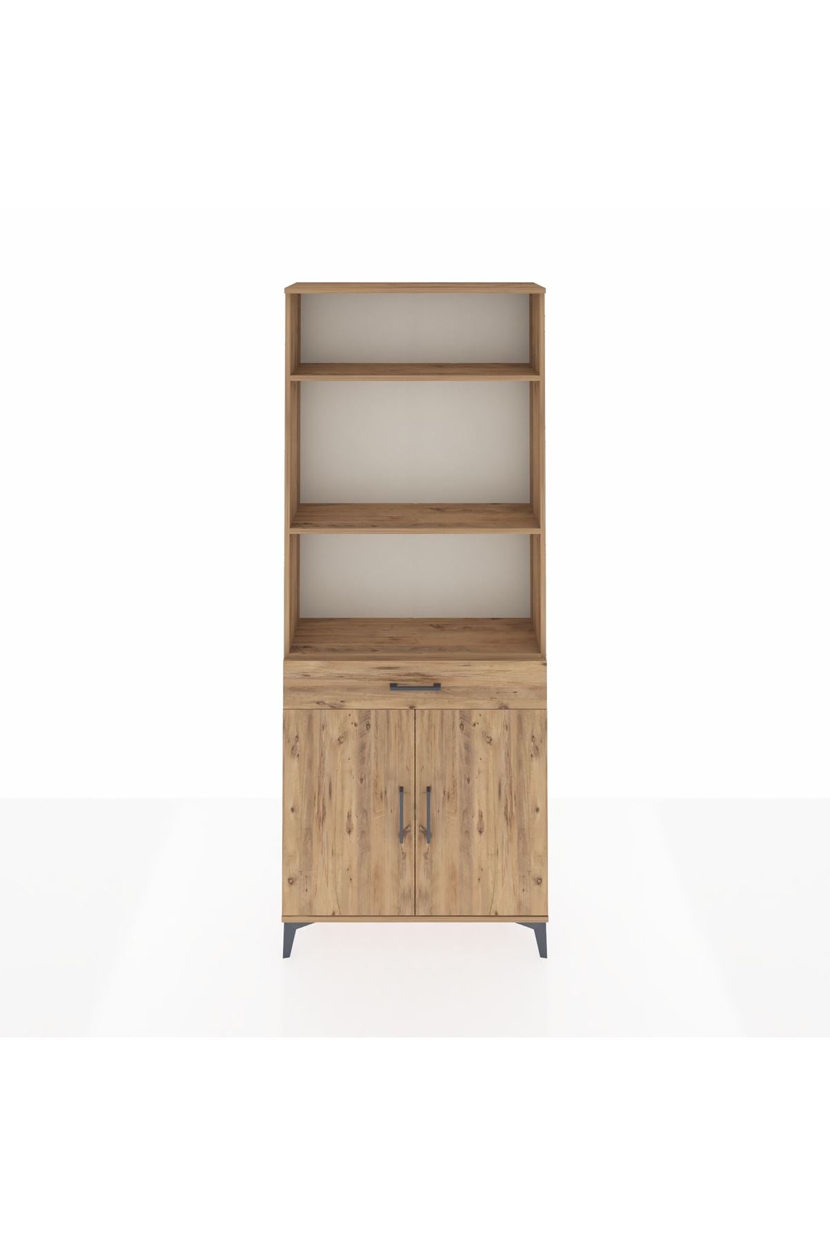 Arges Dolap 4 Raflı Tek Çekmeceli 2 Kapaklı 88x30x221 Çam-Çam