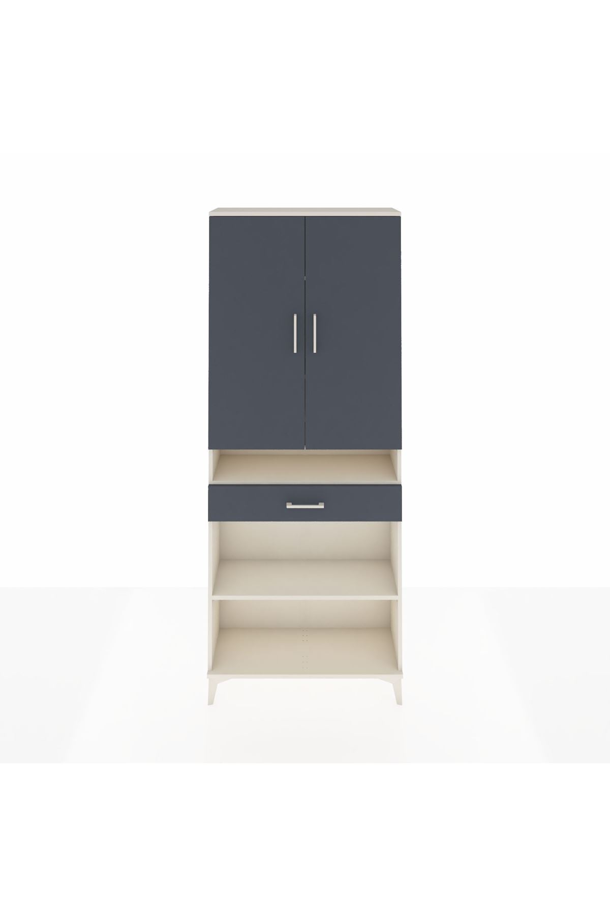 Arges Dolap 5 Raflı Tek Çekmeceli 2 Kapaklı 88x30x221 Aytaşı-Antrasit