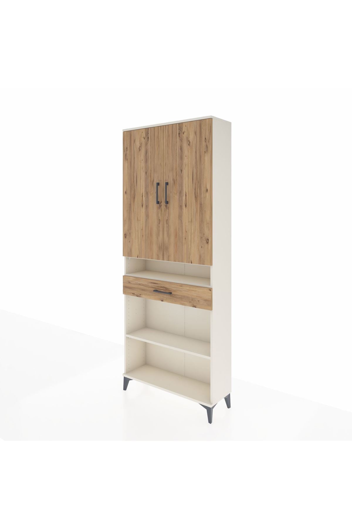 Arges Dolap 5 Raflı Tek Çekmeceli 2 Kapaklı 88x30x221 Aytaşı-Çam