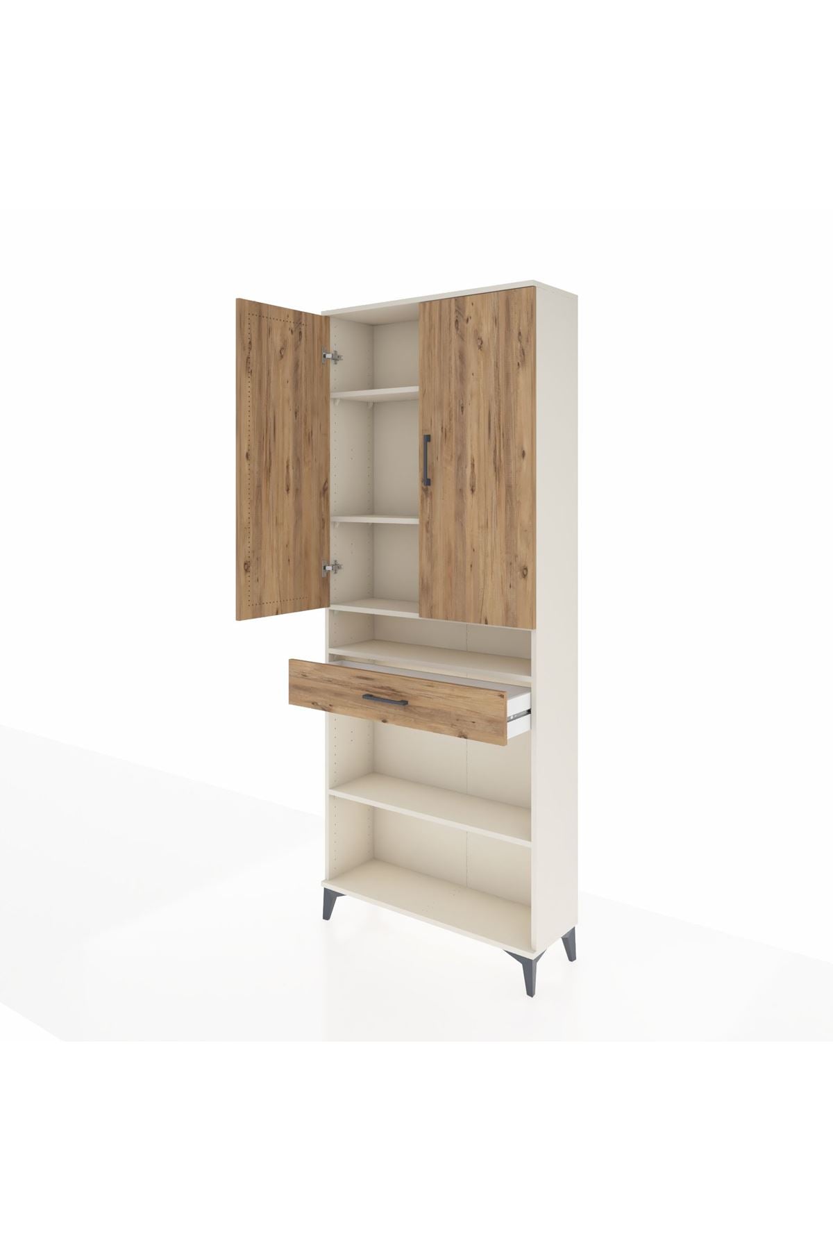 Arges Dolap 5 Raflı Tek Çekmeceli 2 Kapaklı 88x30x221 Aytaşı-Çam