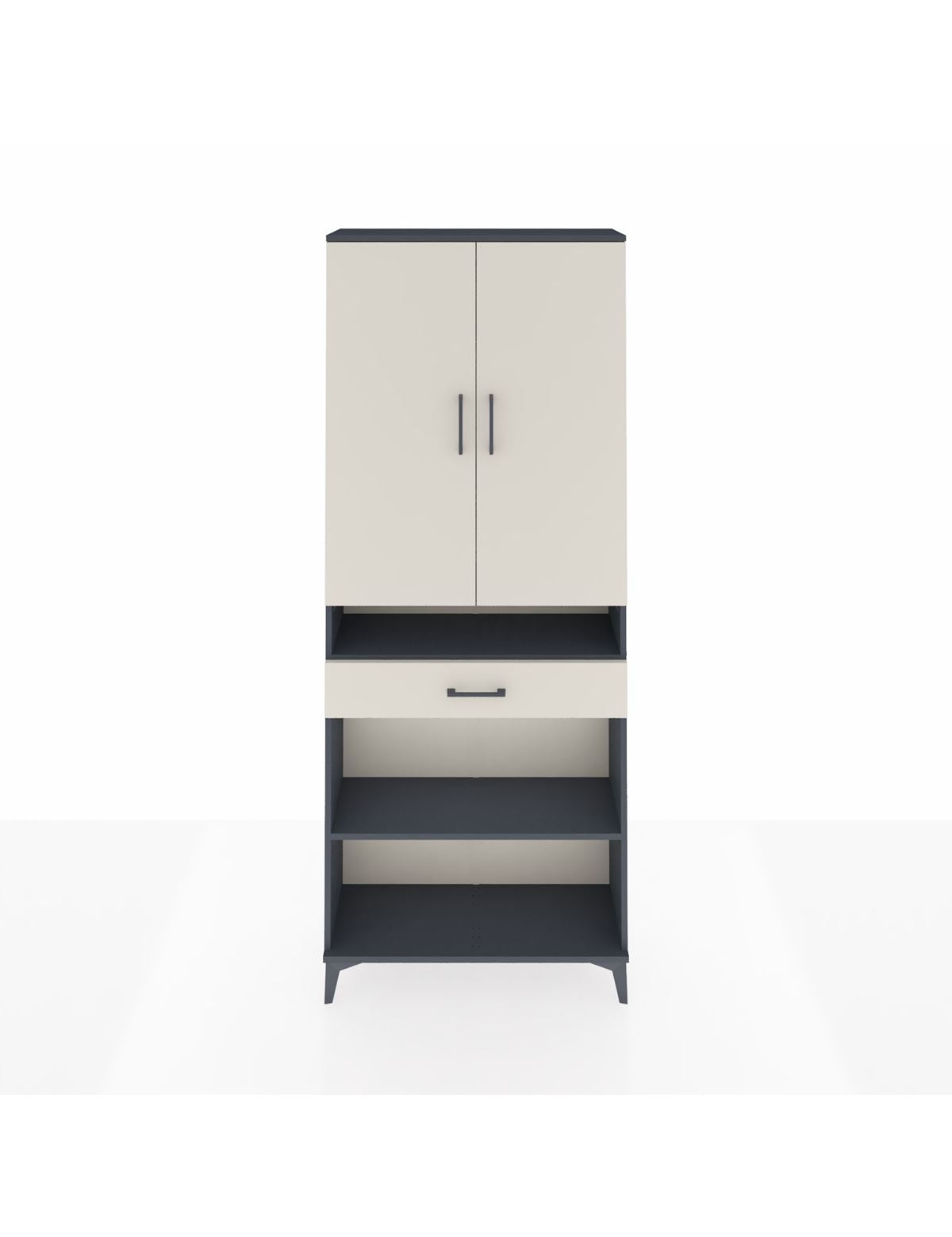 Arges Dolap 5 Raflı Tek Çekmeceli 2 Kapaklı 88x30x221 Antrasit-Aytaşı