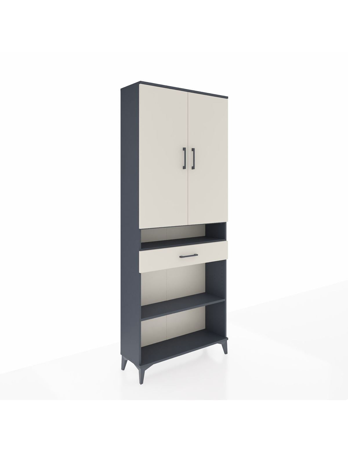 Arges Dolap 5 Raflı Tek Çekmeceli 2 Kapaklı 88x30x221 Antrasit-Aytaşı