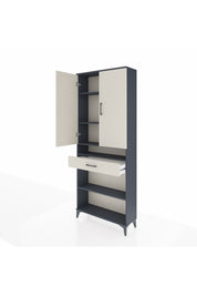 Arges Dolap 5 Raflı Tek Çekmeceli 2 Kapaklı 88x30x221 Antrasit-Aytaşı