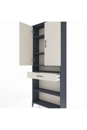 Arges Dolap 5 Raflı Tek Çekmeceli 2 Kapaklı 88x30x221 Antrasit-Aytaşı