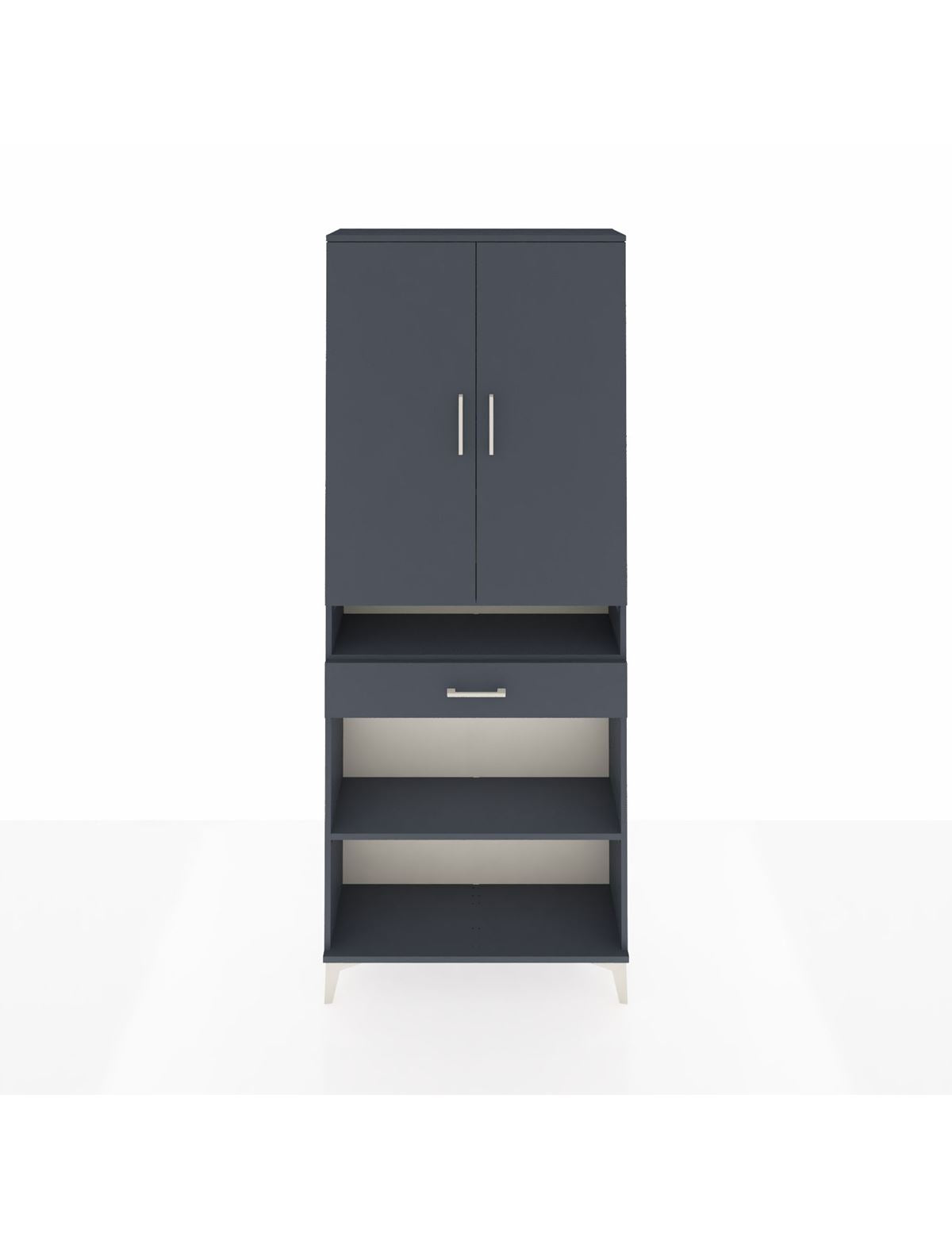 Arges Dolap 5 Raflı Tek Çekmeceli 2 Kapaklı 88x30x221 Antrasit-Antrasit