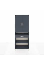 Arges Dolap 5 Raflı Tek Çekmeceli 2 Kapaklı 88x30x221 Antrasit-Antrasit