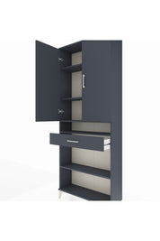 Arges Dolap 5 Raflı Tek Çekmeceli 2 Kapaklı 88x30x221 Antrasit-Antrasit