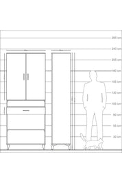 Arges Dolap 5 Raflı Tek Çekmeceli 2 Kapaklı 88x30x221 Antrasit-Çam
