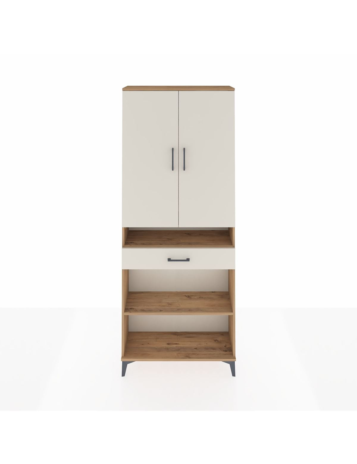 Arges Dolap 5 Raflı Tek Çekmeceli 2 Kapaklı 88x30x221 Çam-Aytaşı