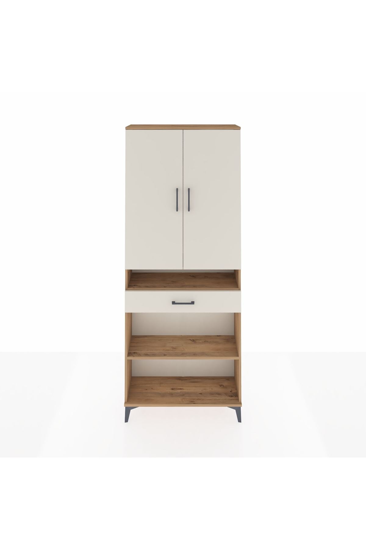 Arges Dolap 5 Raflı Tek Çekmeceli 2 Kapaklı 88x30x221 Çam-Aytaşı