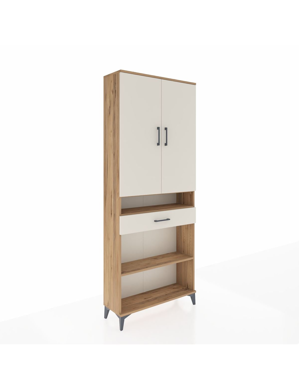 Arges Dolap 5 Raflı Tek Çekmeceli 2 Kapaklı 88x30x221 Çam-Aytaşı