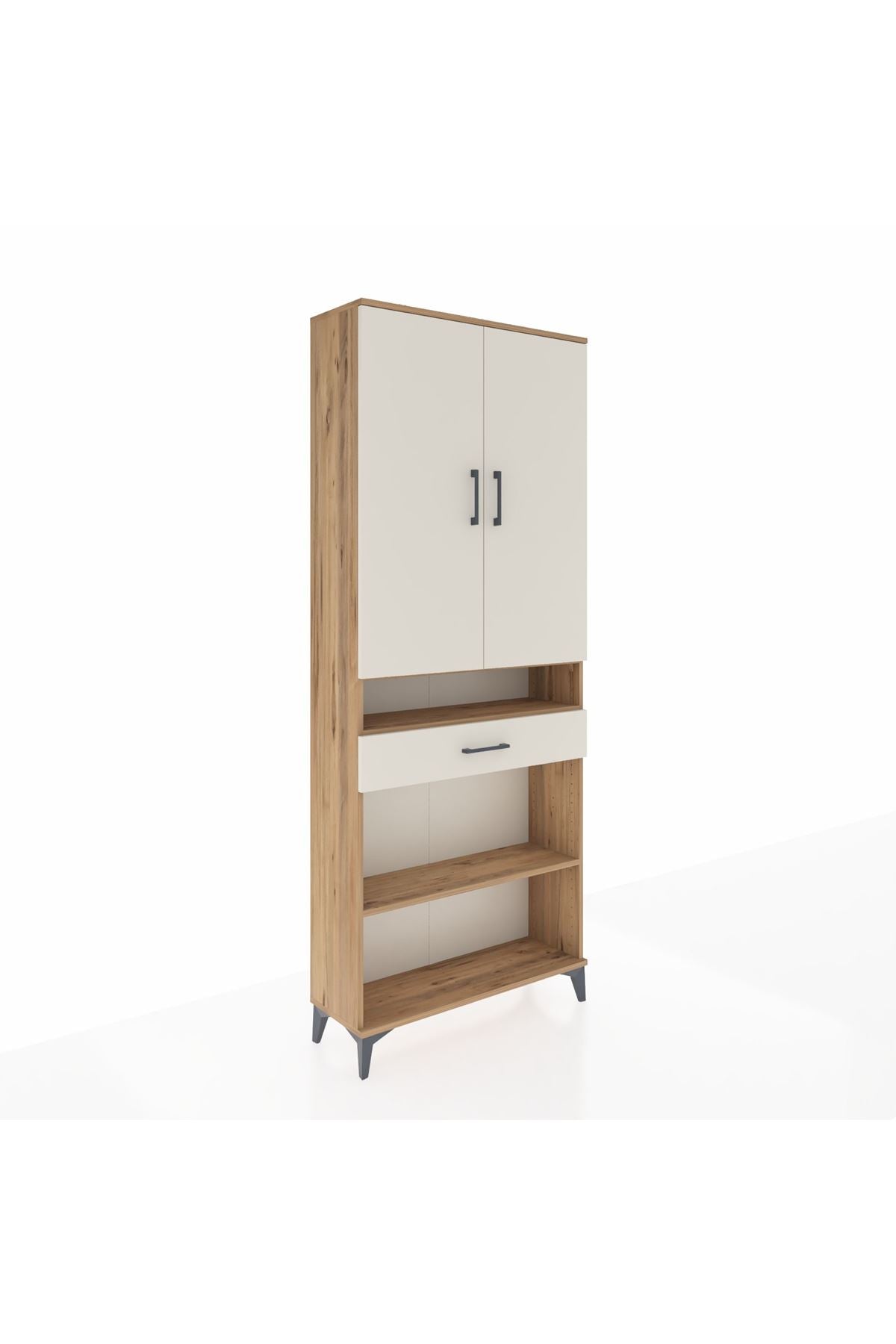 Arges Dolap 5 Raflı Tek Çekmeceli 2 Kapaklı 88x30x221 Çam-Aytaşı