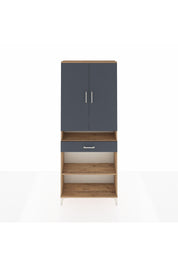 Arges Dolap 5 Raflı Tek Çekmeceli 2 Kapaklı 88x30x221 Çam-Antrasit