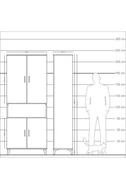 Arges Dolap 5 Raflı 4 Kapaklı 88x30x221 Aytaşı-Antrasit