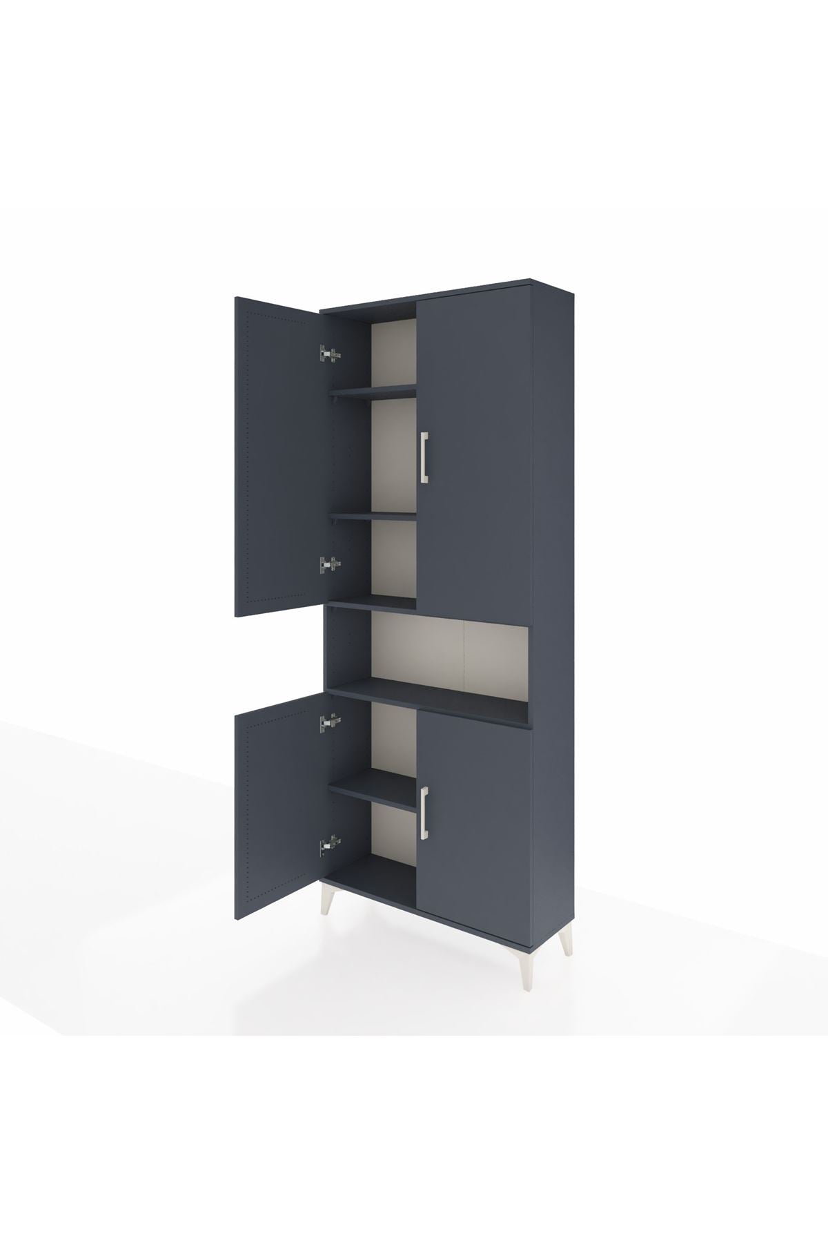 Arges Dolap 5 Raflı 4 Kapaklı 88x30x221 Antrasit-Antrasit