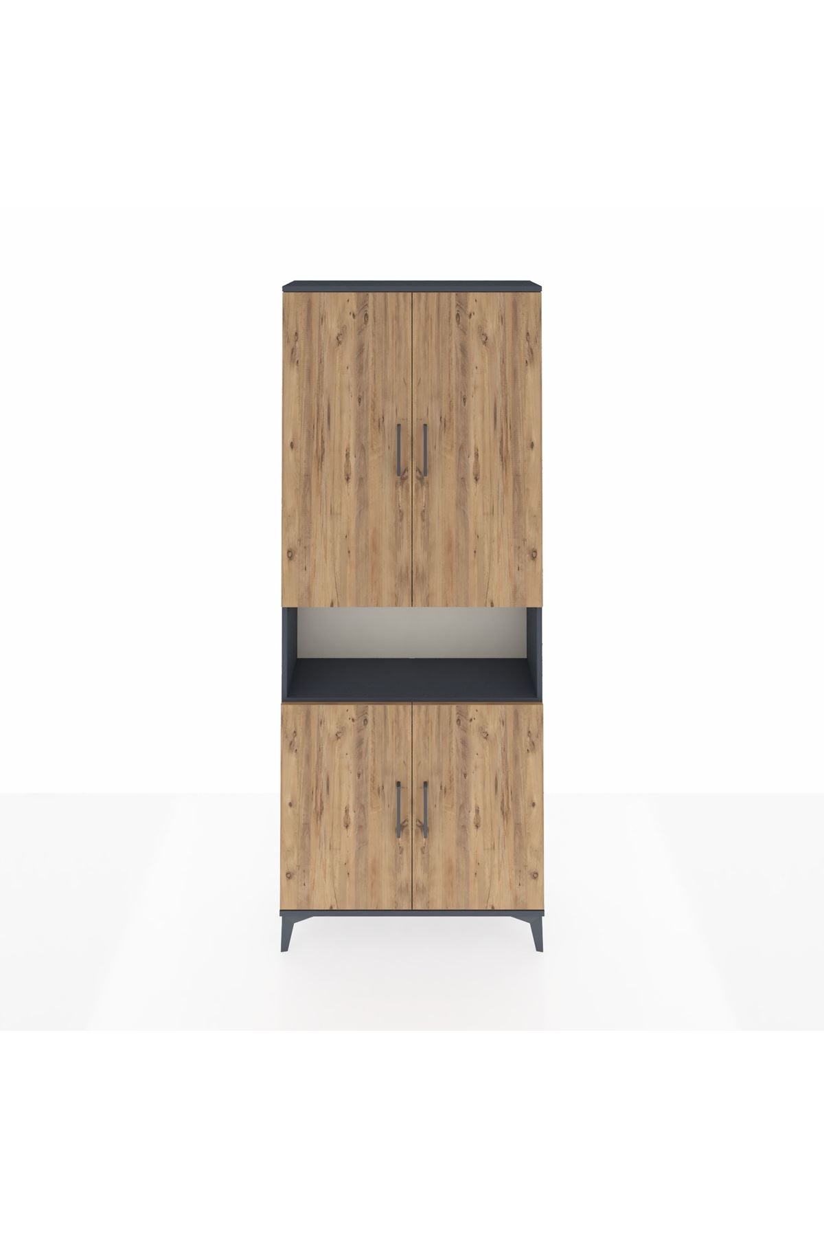 Arges Dolap 5 Raflı 4 Kapaklı 88x30x221 Antrasit-Çam