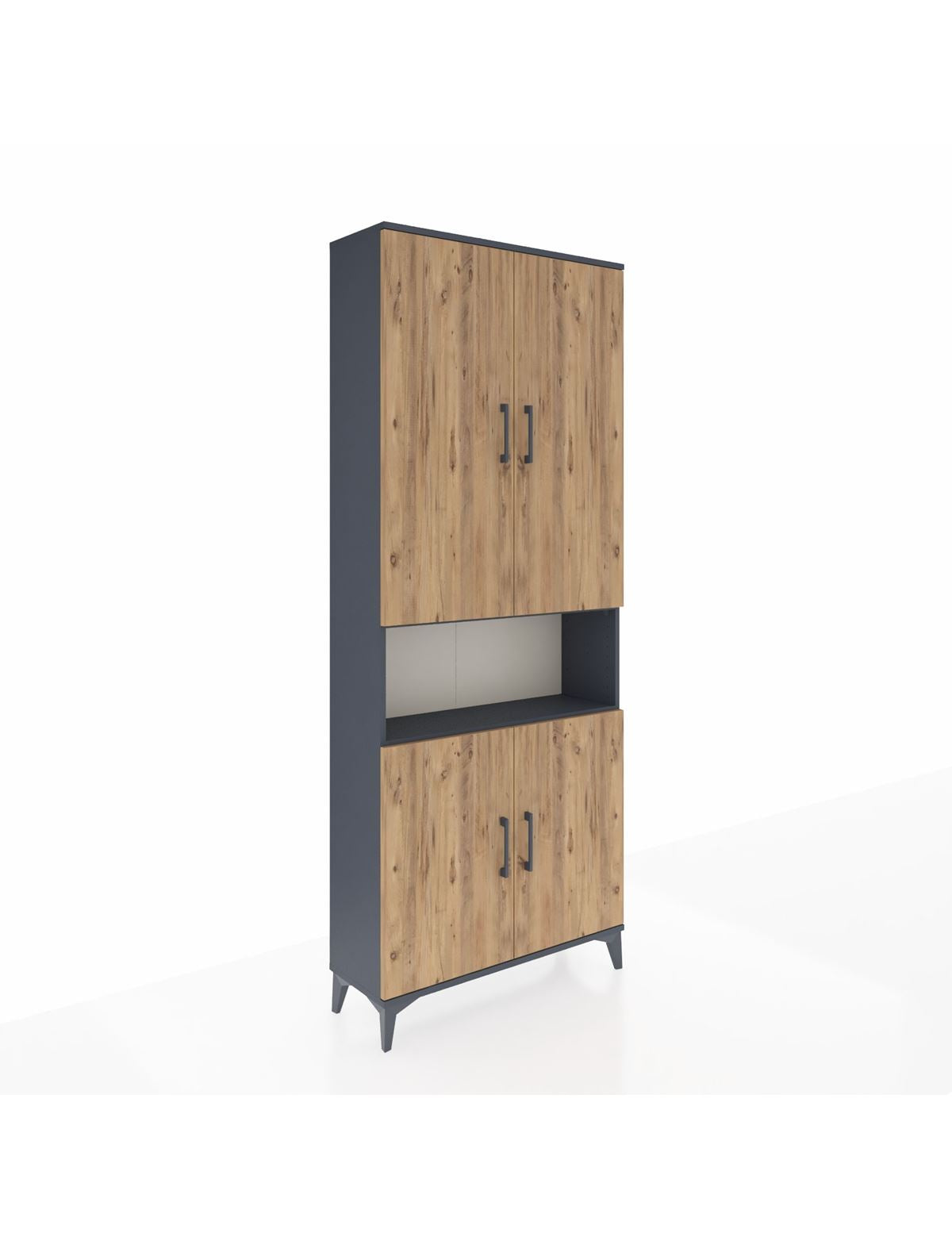 Arges Dolap 5 Raflı 4 Kapaklı 88x30x221 Antrasit-Çam