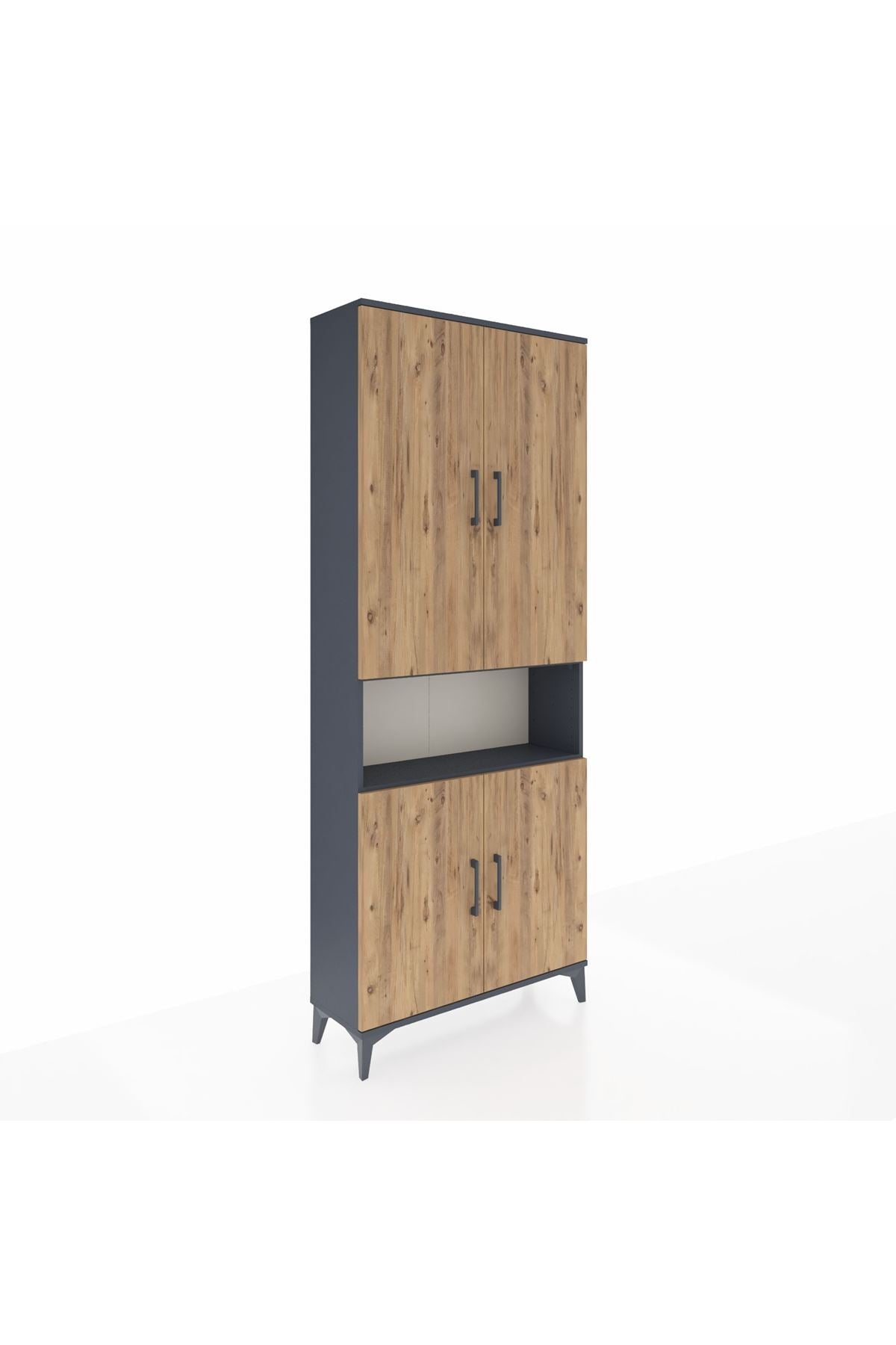 Arges Dolap 5 Raflı 4 Kapaklı 88x30x221 Antrasit-Çam