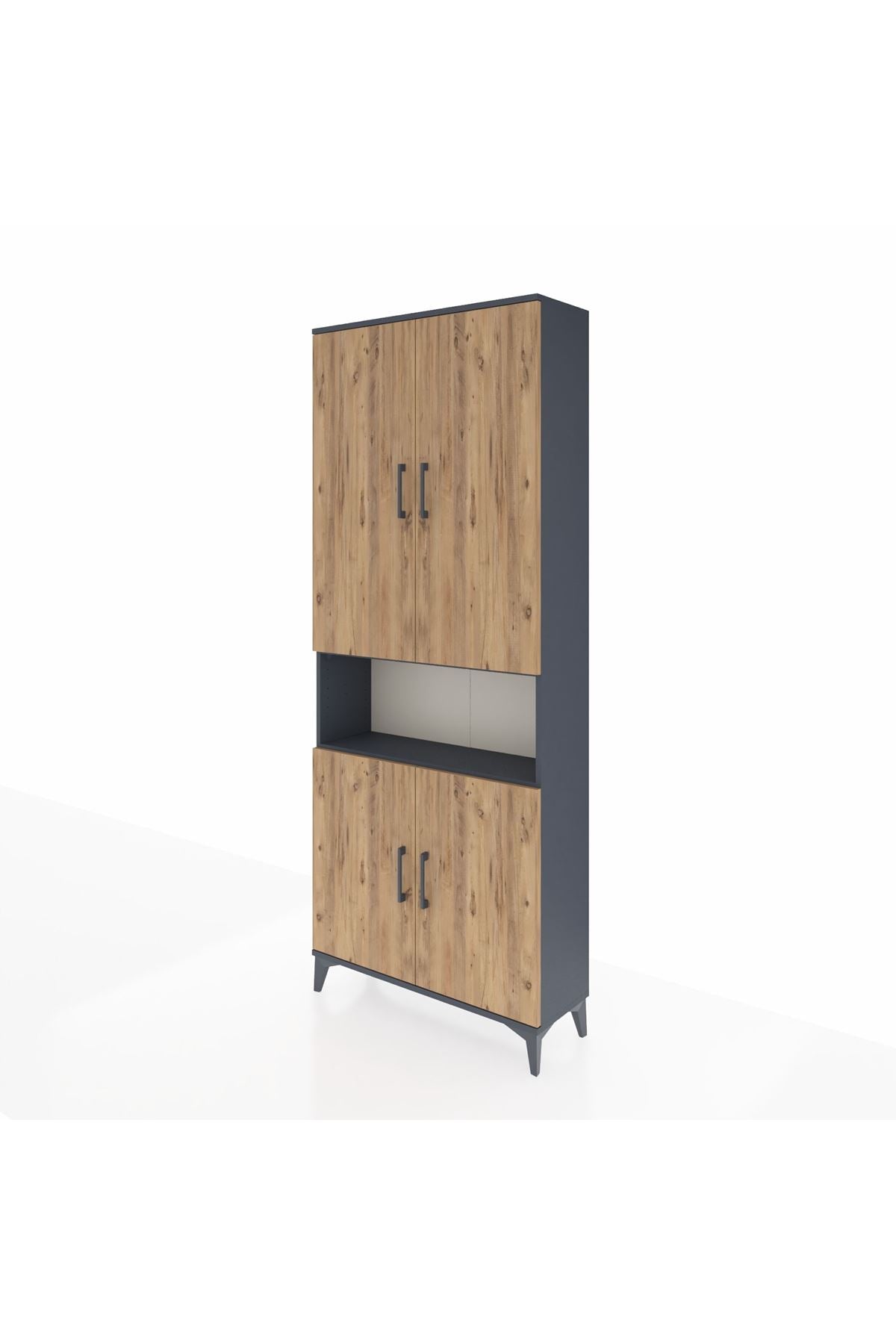 Arges Dolap 5 Raflı 4 Kapaklı 88x30x221 Antrasit-Çam