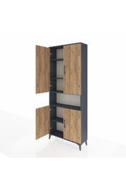 Arges Dolap 5 Raflı 4 Kapaklı 88x30x221 Antrasit-Çam