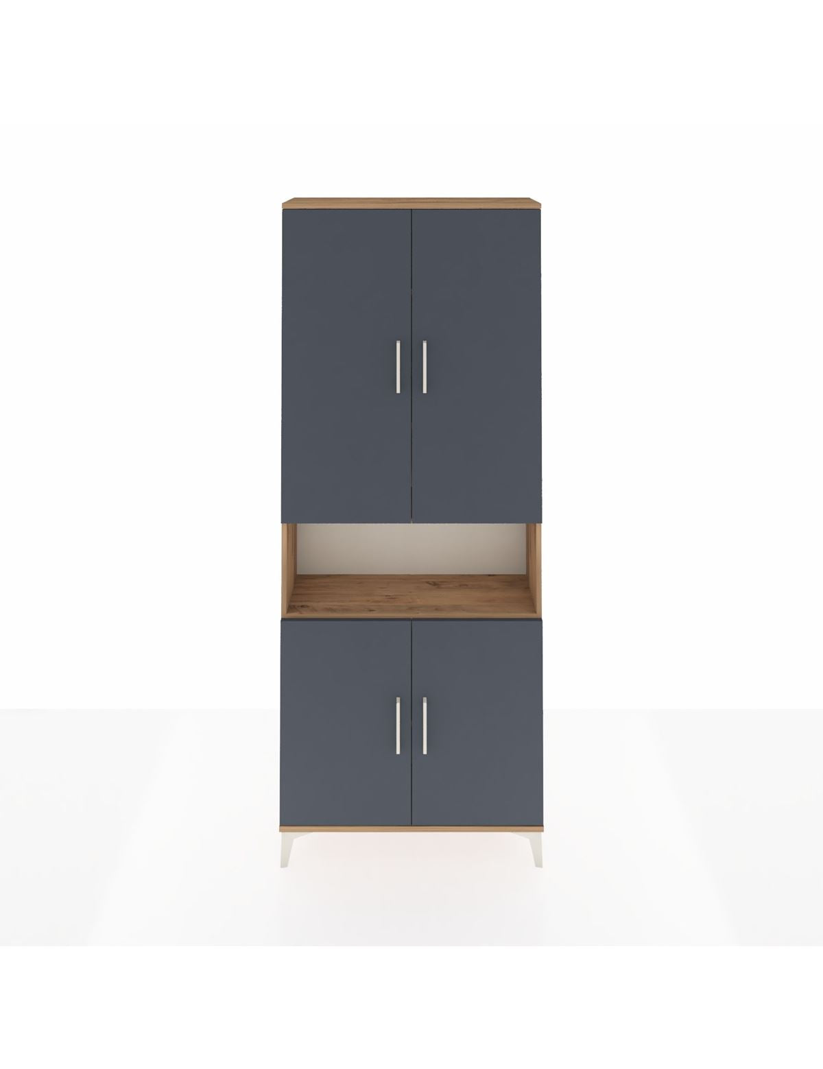 Arges Dolap 5 Raflı 4 Kapaklı 88x30x221 Çam-Antrasit