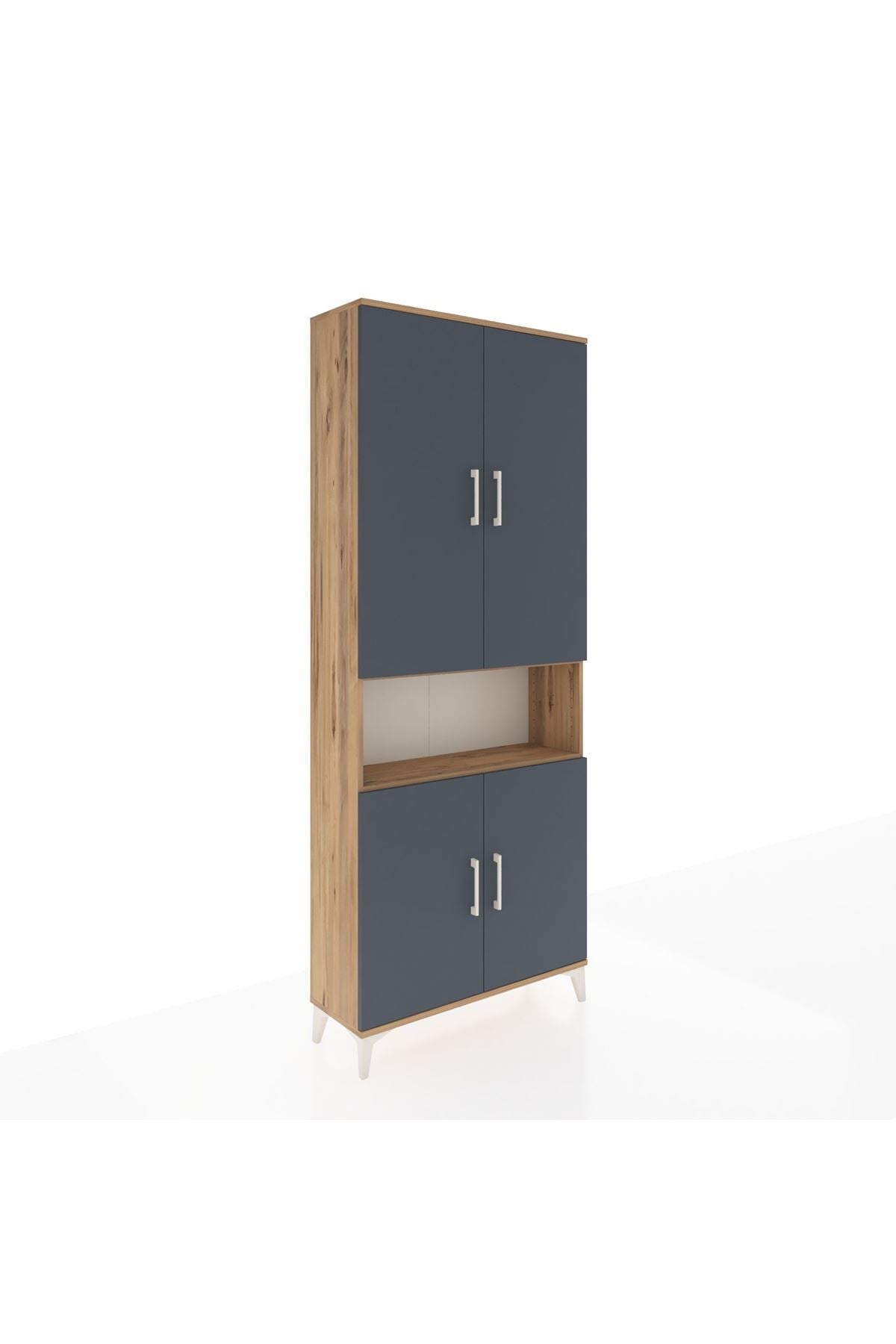 Arges Dolap 5 Raflı 4 Kapaklı 88x30x221 Çam-Antrasit