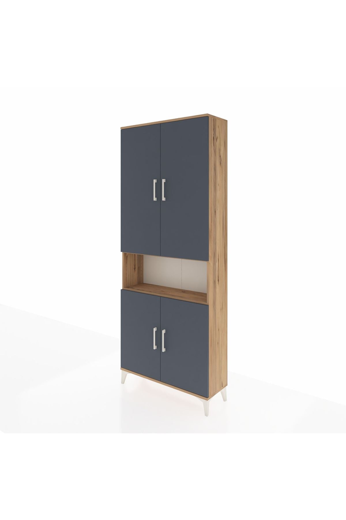 Arges Dolap 5 Raflı 4 Kapaklı 88x30x221 Çam-Antrasit