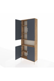 Arges Dolap 5 Raflı 4 Kapaklı 88x30x221 Çam-Antrasit