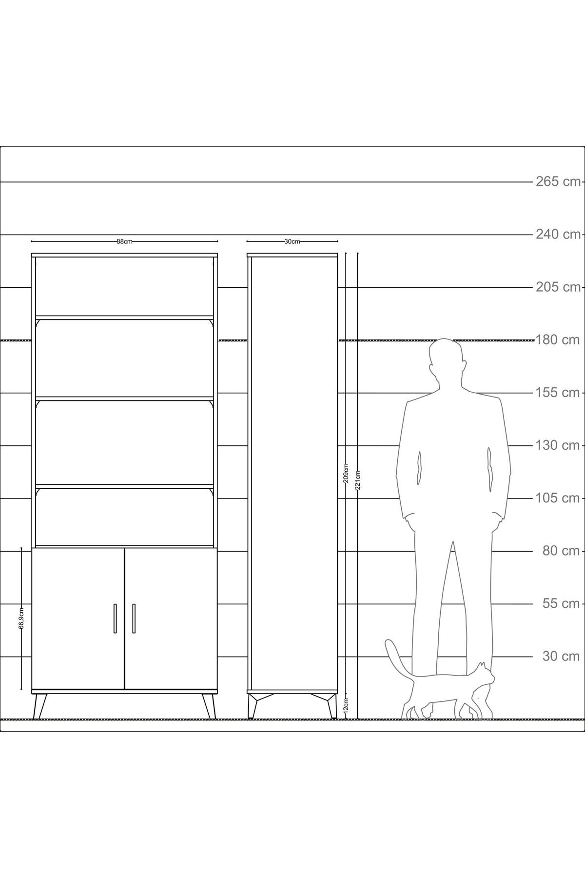 Arges Dolap 5 Raflı 2 Kapaklı 88x30x221 Antrasit-Aytaşı