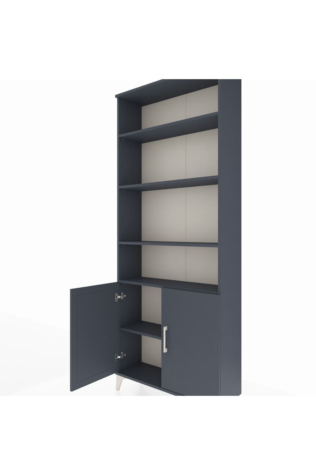 Arges Dolap 5 Raflı 2 Kapaklı 88x30x221 Antrasit-Antrasit